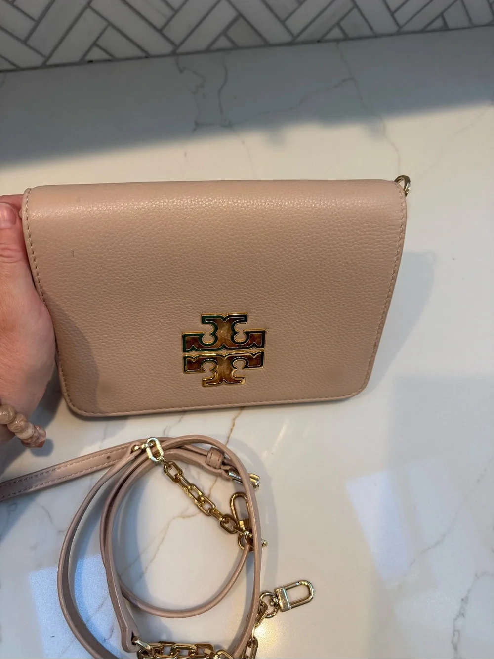 Tory Burch Kira Small Leather Crossbody - Taupe